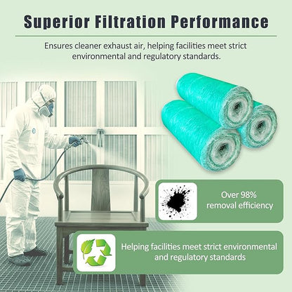 Fiberglass Paint Booth Filter Roll for Spray Booth 15-Gram Green 300ft (36" x 300ft)