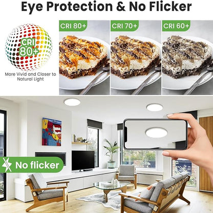 zemty LED Ceiling Light 9Inch - 24W 2400LM Small Led Lighting Fixture for Ceiling, 3000K-4500K-6000K Selectable, Super Thin & Low-Profile Flat Ceiling Lamp for Bedroom Kitchen Bathroom - 2Pack