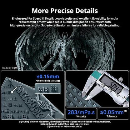 ANYCUBIC 2nd Gen Resin Technology ABS-Like Resin 2.0 Bundle, 3D Printer Resin with High Toughness, More Precise Details, Wide Compatibility for All LCD Resin 3D Printers (Black, 4kg in Total)