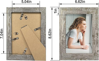 5x7 Picture Frame Set of 4, High Definition Glass Distressed Moss Green Frame, 5 x 7 Wood Photo Frames for Tabletop Display and Wall Mounting