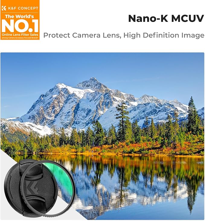 K&F CONCEPT 43mm MC UV Lens Protection Filter with Lens Cap Cleaning Cloth Optical Glass Ultra Slim 18 Multi-Layer Coatings Camera Lens UV Filter (K-Series)