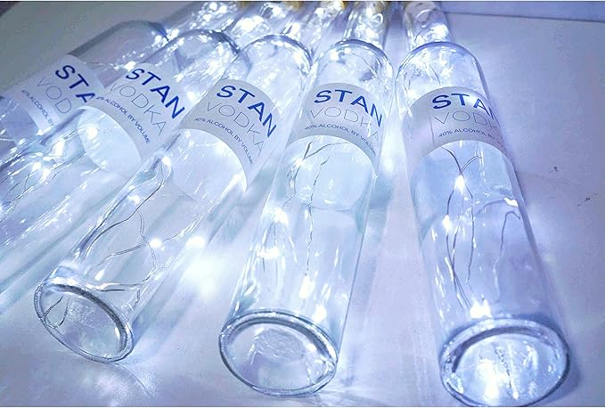 12 Pack 20 LED Wine Bottle Cork Lights, Fairy Mini String Lights Copper Wire, Battery Operated Starry Lights for DIY, Christmas, Halloween, Wedding, Party, Indoor&Outdoor (12 Pack, Cool White)