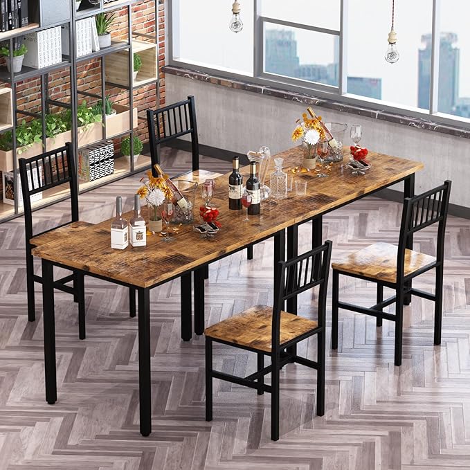 AWQM 3 Piece Dining Table Set for 2, Small Kitchen Table Set for 2 with Chairs,Wood Breakfast Nook Table and Chairs Set of 2,Dinette Set for Small Space,Dining Room,Apartment, Brown