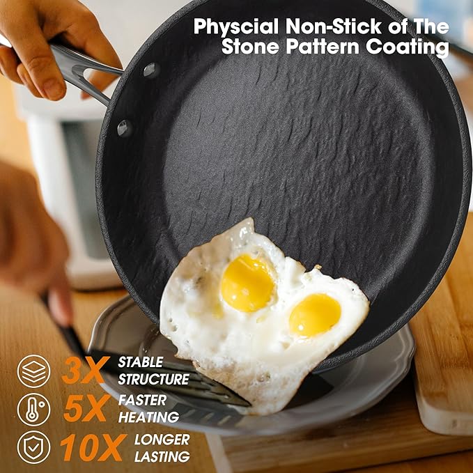 imarku Non Stick Frying Pans - 8 & 10 inch Frying Pan Set Nonstick Skillet, Professional Frying Pans Nonstick with Cool Stainless Steel Handle, Dishwasher Safe, Best Gifts