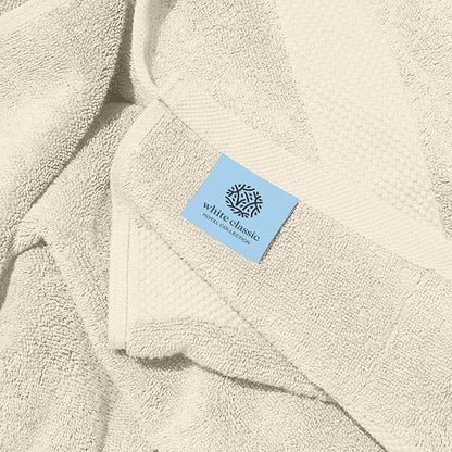 White Classic Luxury Bath Towels Set of 4 Large - 700 GSM Cotton Ultra Soft Bath Towels 27x54 | Highly Absorbent and Quick Dry | Hotel Towels for Bathroom Luxury, Plush Shower Towels, Ivory