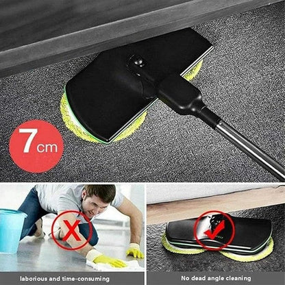 Cordless Electric Mop, 35dB Quiet Floor Cleaner with Dual Motor, Lightweight Spin Scrubber for Hardwood Tile Marble, Adjustable Handle, Rechargeable Polisher, Washable Pads， 2 PCS Cleaning Cloths