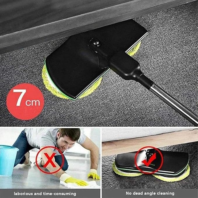 Cordless Electric Mop, 35dB Quiet Floor Cleaner with Dual Motor, Lightweight Spin Scrubber for Hardwood Tile Marble, Adjustable Handle, Rechargeable Polisher, Washable Pads，10 PCS Cleaning Cloth