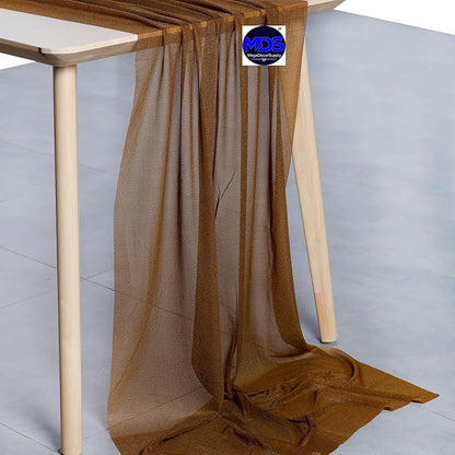 MDS Halloween Chiffon Table Runner - 12 Pack, 29 x 170 Inches, 14ft Each - Sheer Spooky Table Runners for Haunted House Parties, Trick-or-Treat Tables, Witchy Décor, Wedding & Events - Mocha