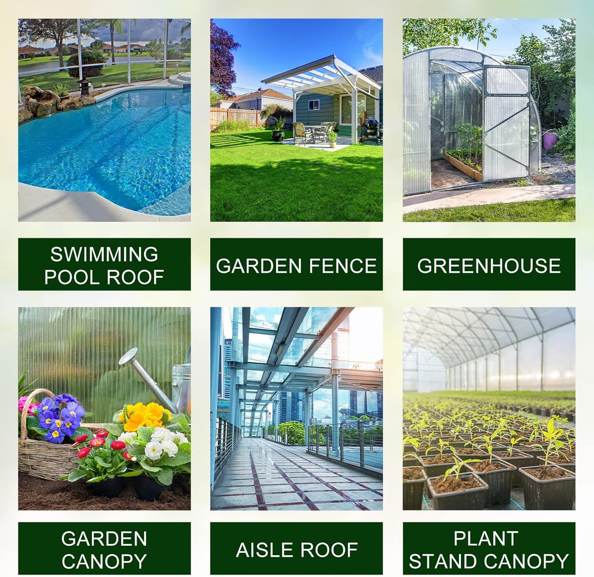 Tatuo 12 Pack 6' X 2' X 0.24'' Polycarbonate Greenhouse Panels Polycarbonate Sheets Twin-Wall Roof Panels Waterproof UV Protected Clear Corrugated Plastic Roofing for Greenhouse Replacement