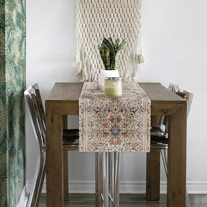 Snycler Table Runner Boho Table Runners Vintage Elegant Farmhouse Table Center Linen Decor for Home Dining Party Entrance (13x48 Inch) Boho-Brown