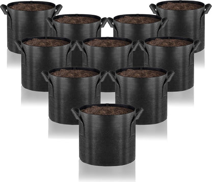 Gardenera Reusable Grow Bags - 10 Gallon Premium Fabric Planters with Aeration and Handles, Perfect for Patio Gardening and Urban Farming - Pack of 10