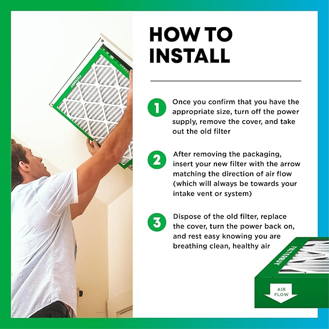 Filterbuy 17x22x2 Air Filter MERV 8 Essential Dust & Allergy Defense (5-Pack), Electrostatic Pleated HVAC AC Furnace Filters Replacement, Made in USA (Actual Size: 16.50 x 21.50 x 1.75)