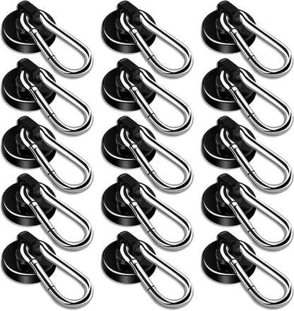 DIYMAG Black Magnetic Hooks,70LBS Strong Heavy Duty Neodymium Magnet Hooks ，Strong Magnetic Hooks for Hanging at Home, Office Locker, Workplace, Refrigerator, Cruise Ship or Travel, 15Pack