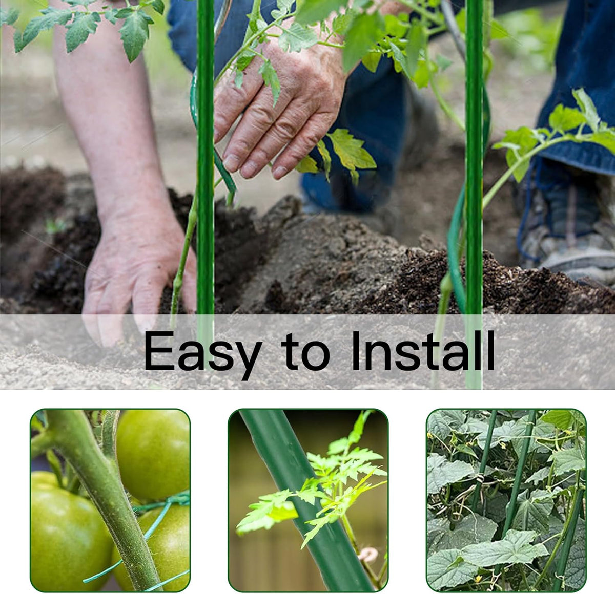 Garden Stakes 4ft, Metal Plant Stakes 4 Feet 30 Pack for Gardening and Farm, 48" Plastic Coated Plant Support for Tomato, Cucumber, Bean, Flower, Potted and More Climbing Plants