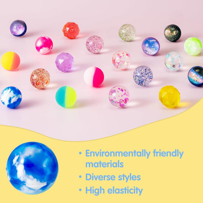 JOYIN 24 PCS Multistyle Bouncy Balls, 6 Styles 32mm Assorted Bouncy Balls Bulk with Storage Bag, Bounce Toys for Kids Party Favors Birthdays Gifts Goodie Bags Stuffers Carnival Prizes