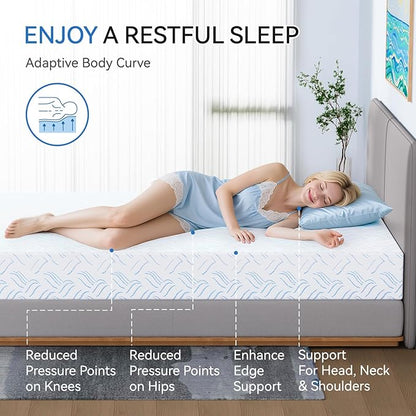 King Memory Foam Mattress, 10 Inch Cooling Gel Bed in a Box, Foam Mattress with Removable Cover No Fiberglass, Support Cool Night Sleep & Pressure Relief, Made in USA, White(80"*76"*10")