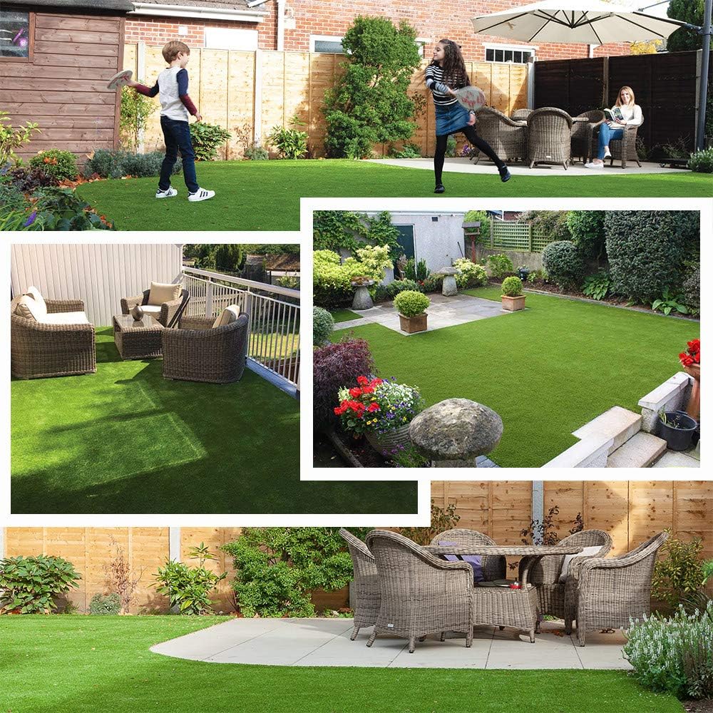 Petgrow Synthetic Artificial Grass Turf Lawn 12 x 22ft, 1.38" Outdoor/Indoor Fake Grass Rug Astroturf for Dogs,Faux Grass Rug with Drainage Holes/Custom Size Provided