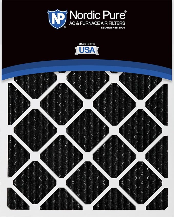 Nordic Pure 12x24x1 (Actual Size: 11 1/2 x 23 1/2 x 3/4) Pure Carbon Pleated Odor Reduction Furnace Air Filters 3 Pack
