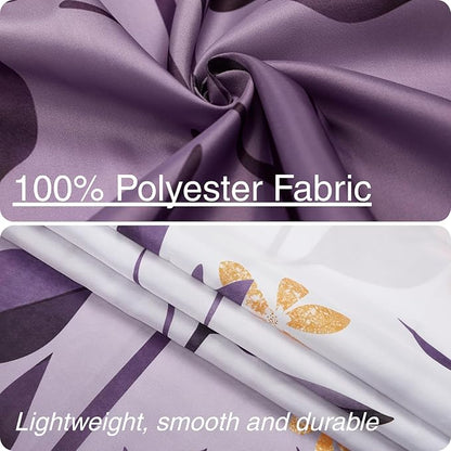 Eucalyptus Shower Curtain, Ombre Floral Leaves Plant Washable Fabric Bath Decor with 12 Hooks 72x72 inches, Lavender