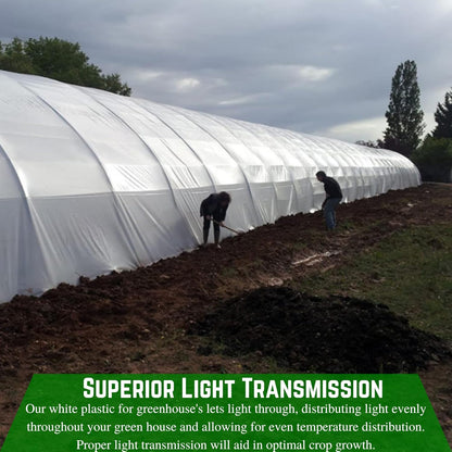 Farm Plastic Supply - String Reinforced 4 Year UV Resistant 10 mil White Greenhouse Plastic Sheeting - 4 Year UV Resistant Polyethylene Greenhouse Film, Hoop House Green House Cover (32' x 20')