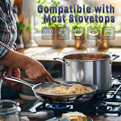 Cooks Standard Multi-Ply Clad Stainless Steel Cookware Set, 9 Piece, Silver