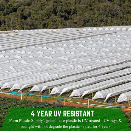 Farm Plastic Supply - String Reinforced 4 Year UV Resistant 10 mil White Greenhouse Plastic Sheeting - 4 Year UV Resistant Polyethylene Greenhouse Film, Hoop House Green House Cover (32' x 20')