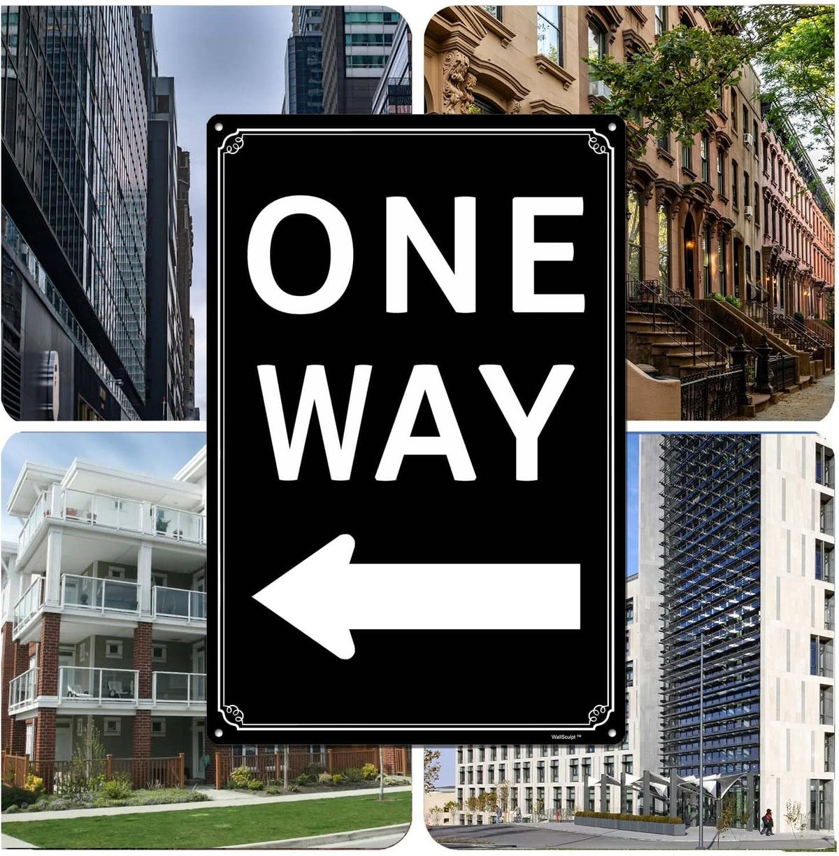 12x16" One Way" with Right Arrow - High-Intensity Aluminum Parking Lot Sign, Weatherproof & Fade-Resistant, Ideal for Outdoor & Indoor Use - Curbside Sign