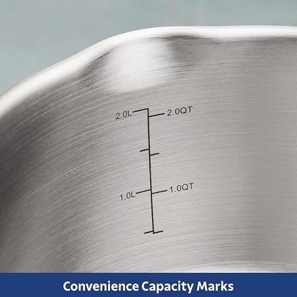 Tramontina Tempo Tri-Ply Base Stainless Steel 3-Quart Sauce Pan with Glass Lid, Induction-Ready Saucepan, Oven-Safe, Dishwasher-Safe