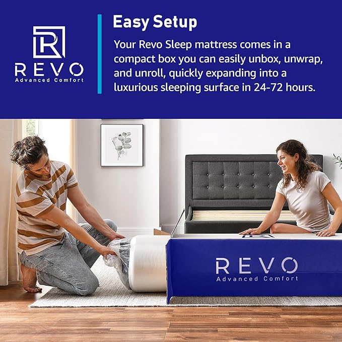 REVO Sleep Gel Memory Foam Mattress, 12-Inch King – Cooling Gel Memory Foam Mattress with Pressure Relief, Balanced Support & Breathable Design for Restorative Sleep