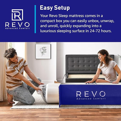 REVO Sleep Gel Memory Foam Mattress, 12-Inch King – Cooling Gel Memory Foam Mattress with Pressure Relief, Balanced Support & Breathable Design for Restorative Sleep