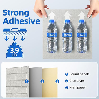 20 Pack Acoustic Panels with Self Adhesive, 12" X 12" X 0.4" High Density Sound Proof Foam Panels for Walls, Soundproof Wall Panels, Brick Sound Absorbing Panels for Home Studio Office Decor Ivory Tan