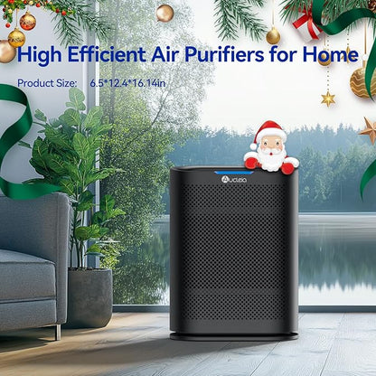 Air Purifiers for Home Large Room Cover 2,100 Ft²,Home Air Purifier with Air Quality Monitor & Aromatherapy,Auto H13 Air Purifier Removes Pets Hair Dust Smoke Odor,with 7 Colors Light(Black)