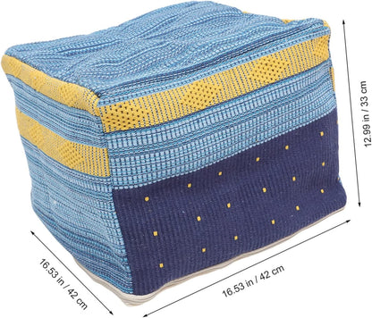 Homoyoyo Footstool Stuffed Foot Rest Floor Foot Stool Outdoor Footrest for Patio Square Pouf Pillows Decorative Square Seats Mat Cover Cotton Linen Dining Chair Office Chair