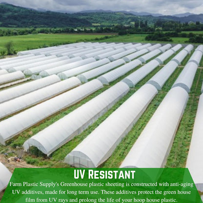 Farm Plastic Supply - String Reinforced 4 Year UV Resistant 10 mil White Greenhouse Plastic Sheeting - 4 Year UV Resistant Polyethylene Greenhouse Film, Hoop House Green House Cover (32' x 20')