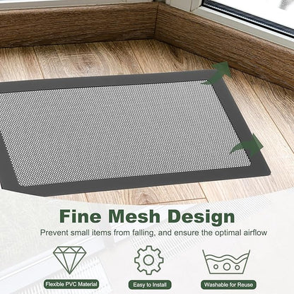 YOKIVE 6 Pcs Magnetic Floor Vent Covers, Floor Register Cover PVC Mesh Air Vent Screen Filters, Great for Home Floor, Wall, Ceiling, Catch Debris Hair Dust (Black, 14-Inch x 2-Inch)