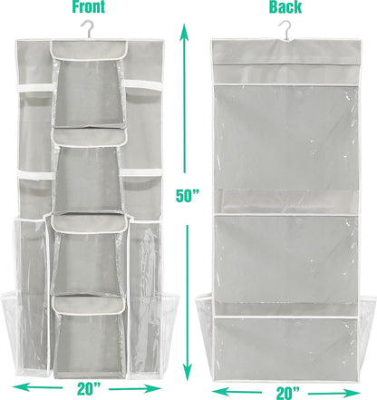 Simple Houseware Double-Sided Hanging Gift Wrap Organizer Storage Pockets, Gray (Set of 1)