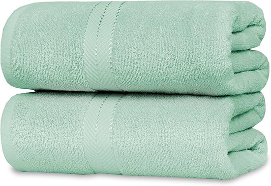 Casa Lino Bath Sheets Set Extra Large - 100% Cotton Extra Large Bath Towels - Highly Absorbent & Quick Dry Oversized Towels for Adults - 60" x 30" - Pack of 2 - (Light Sage Green)