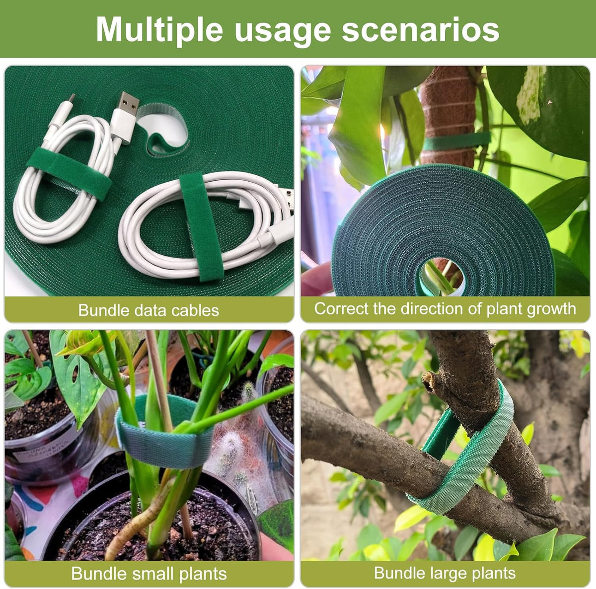 SumDirect Plant Tape 75 ft Plant Ties for Climbing Plants Garden Twist Ties Plants Adjustable Green Garden Tape for Plants, Flowers, Vines and Tree (75 ft x 1/2 in)