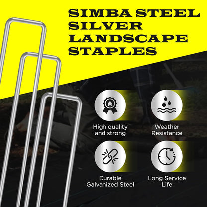 1100 Pack x 6 Inch Landscape Staples Galvanised, Fabric Pins, 11 Gauge, Garden Staples, Tent Stakes, Fabric Pins for Lawn, Fence, Tent, Decoration, Weed Barrier, Outdoor. (1100 x 6in)