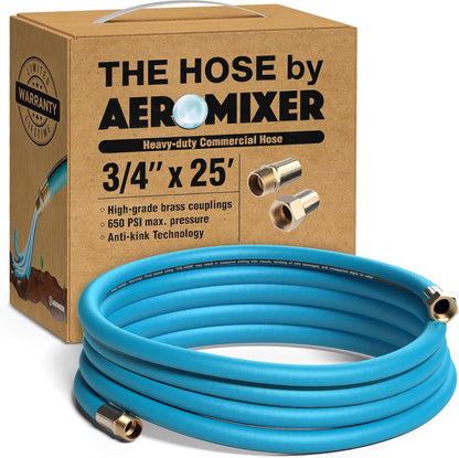 Aeromixer THE HOSE - 3/4 Inch Garden Hose 25Ft, Kinkless Commercial Garden Hoses, Heavy Duty Industrial Water Hoses for Outdoors, 650 PSI High-Pressure Watering Tool for Farming and Gardening