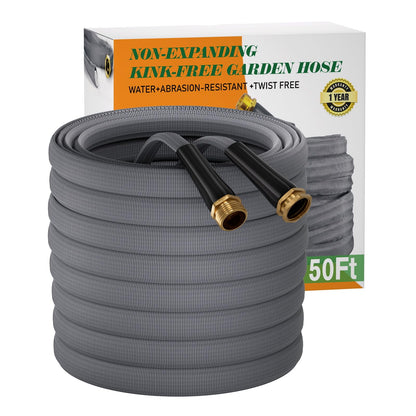 Garden Hose 50 FT, Non-Expanding Water Hose, Ultra-Light & Flexible, Burst-Resistant, Kink-Free, High-Pressure Garden Hose All-Weather Use for Lawns, Gardens, and Outdoor Cleaning