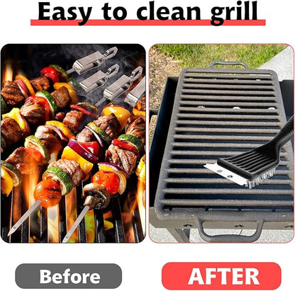 9 Pieces Grill Brush and Scraper Stainless Steel Wire Grill Brush Extra Strong BBQ Cleaner Accessories Heavy Duty Barbecue Grill Cleaning Brush Cleaner (8 Inch)
