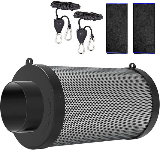 4 Inch Air Carbon Filter for Grow Tent,Smellines Control with Australia Virgin Charcoal for Inline Duct Fan，Hydroponic Growth,Pre-Filter Included