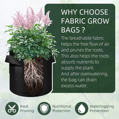 150-Pack 7 Gallon Grow Bags Bulk, Heavy Duty Thickened Nonwoven Fabric Pots with Handles, Felt Breathable Planter Bag, Garden Growing Bag for Vegetable Flower Plants Fruits, Black