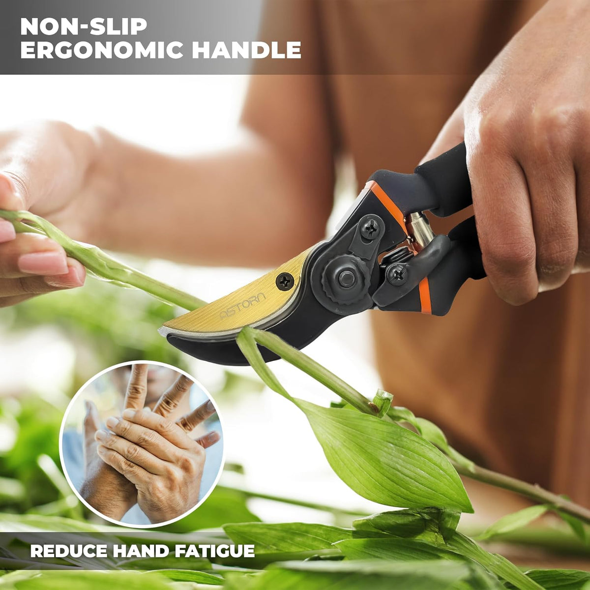 Astorn Premium Bypass Pruning Shears for Gardening - Heavy Duty, Ultra Sharp Garden Shears w/Ergonomic Soft Grip Handle - Made with High-Grade Carbon Steel - Ideal for Cutting, Gardening & Trimming