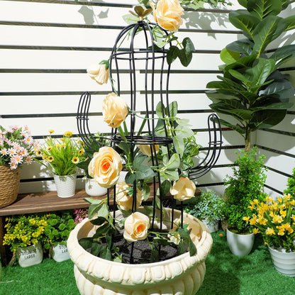 Cactus Obelisk Trellis - 16.34”x27.95” Unique Metal Design for Climbing Plants, Garden Decorative Support Structure for Potted Tall Vines and Rose Bushes