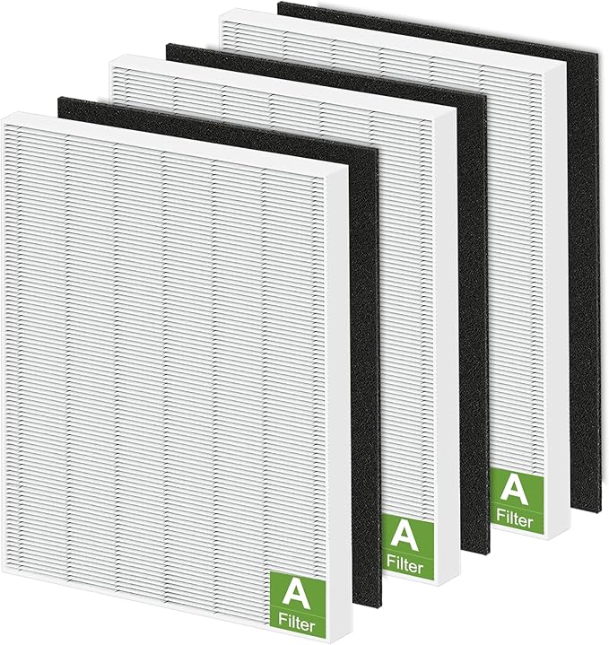 115115 HEPA Replacement Filters A for Winix PlasmaWave Air Puri-fier C535 5300 5300-2 6300 6300-2 P300 AM90 C909 9800, 3 True HEPA Size 21 Filter + 3 Activated Carbon Pre-Filters