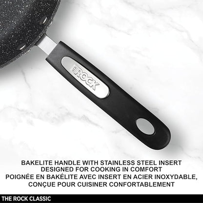 Starfrit The Rock 8PC Non-Stick Cookware set - Durable Forged Aluminum - Oven Safe - PFOA Free - Easy to Clean - Black