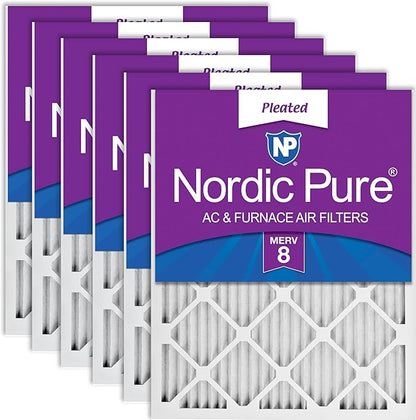 Nordic Pure 12x12x1 (Actual Size: 11 3/4 x 11 3/4 x 3/4) Pleated MERV 8 Air Filters 6 Pack