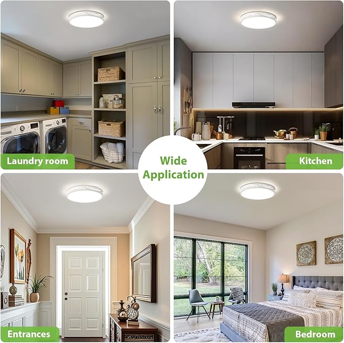 Modern Dimmable Ceiling Light Fixture,5CCT in One LED Flush Mount Kitchen Lights,Round Close to Ceiling Lamp for Hallway Entryway Bedroom Living Room Laundry Room Bathroom(White,11.81 in,ETL Listed)